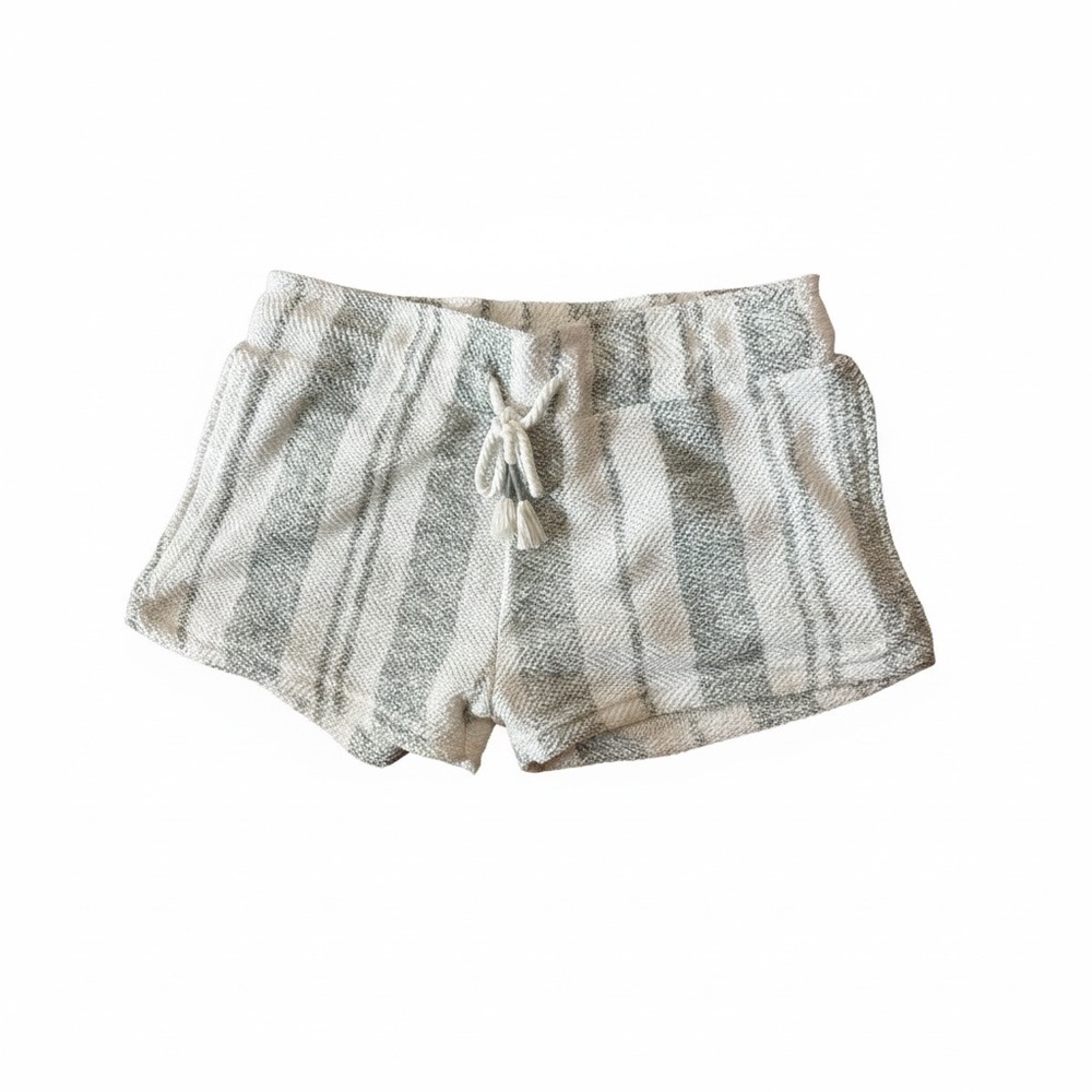 Boho Striped Shorts in light sage green and white Sz S